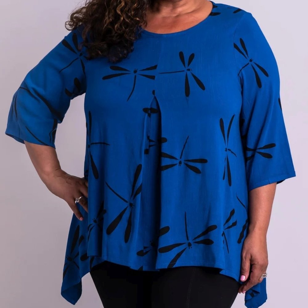 Blue Sky Clothing Daniella Top - Sapphire Dragonfly 4X